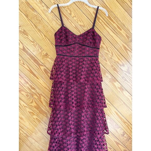 Club Monaco Becaw Lace Star Print Tiered Midi Dress - Picture 10 of 11